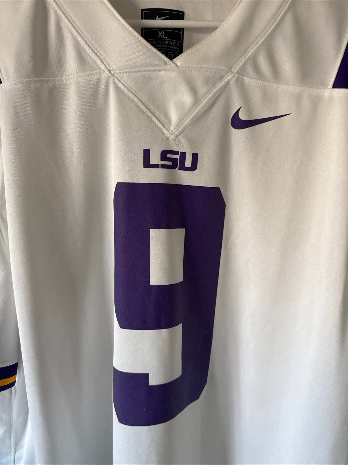 MEN’S NIKE JOE BURROW #9 LSU TIGERS NCAA ROAD FOOTBALL JERSEY SZ XL - WHITE RARE - Kyle’s Football Cards