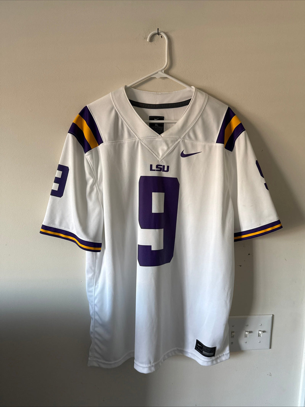 MEN’S NIKE JOE BURROW #9 LSU TIGERS NCAA ROAD FOOTBALL JERSEY SZ XL - WHITE RARE - Kyle’s Football Cards