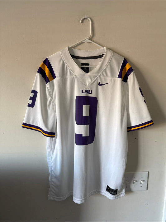 MEN’S NIKE JOE BURROW #9 LSU TIGERS NCAA ROAD FOOTBALL JERSEY SZ XL - WHITE RARE - Kyle’s Football Cards