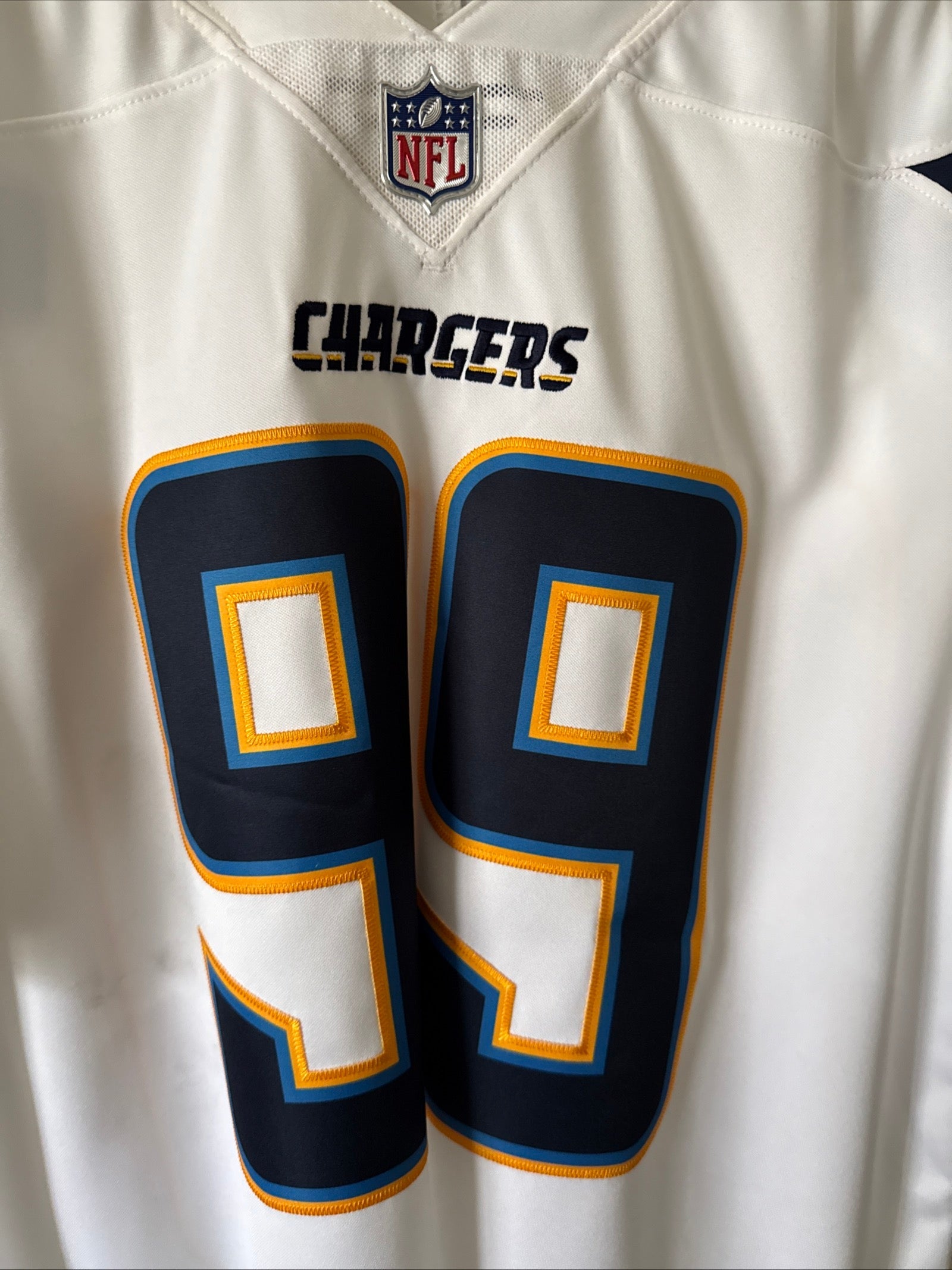Men’s Nike Joey Bosa 99 LA Chargers Vapor Limited Jersey Sz M - White NWT RARE - Kyle’s Football Cards