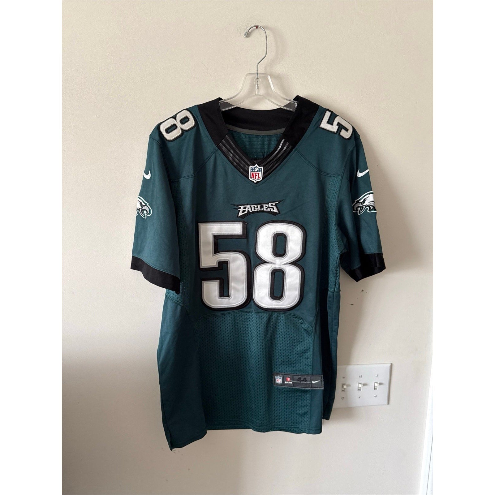 Men’s Nike Jordan Hicks 58 Philadelphia Eagles Jersey Authentic Sz 44 - Green - Kyle’s Football Cards