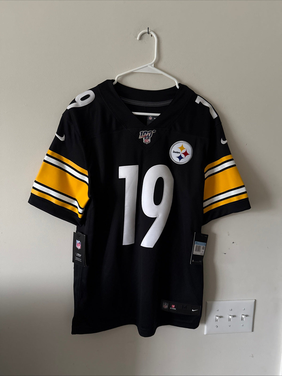 Men’s Nike Juju Smith-Schuster #19 Steelers NFL 100 Vapor Lmtd Jersey Sz M RARE - Kyle’s Football Cards