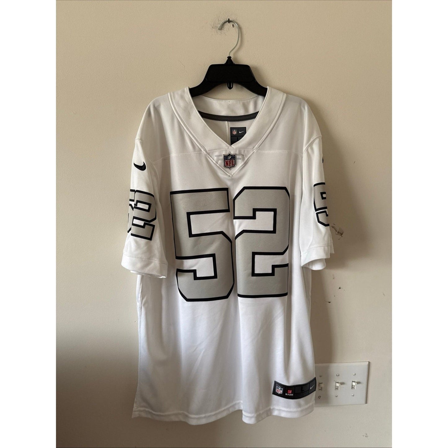 Men’s Nike Khalil Mack 52 Las Vegas Raiders Vapor Lmtd Jersey Sz L - White RARE - Kyle’s Football Cards