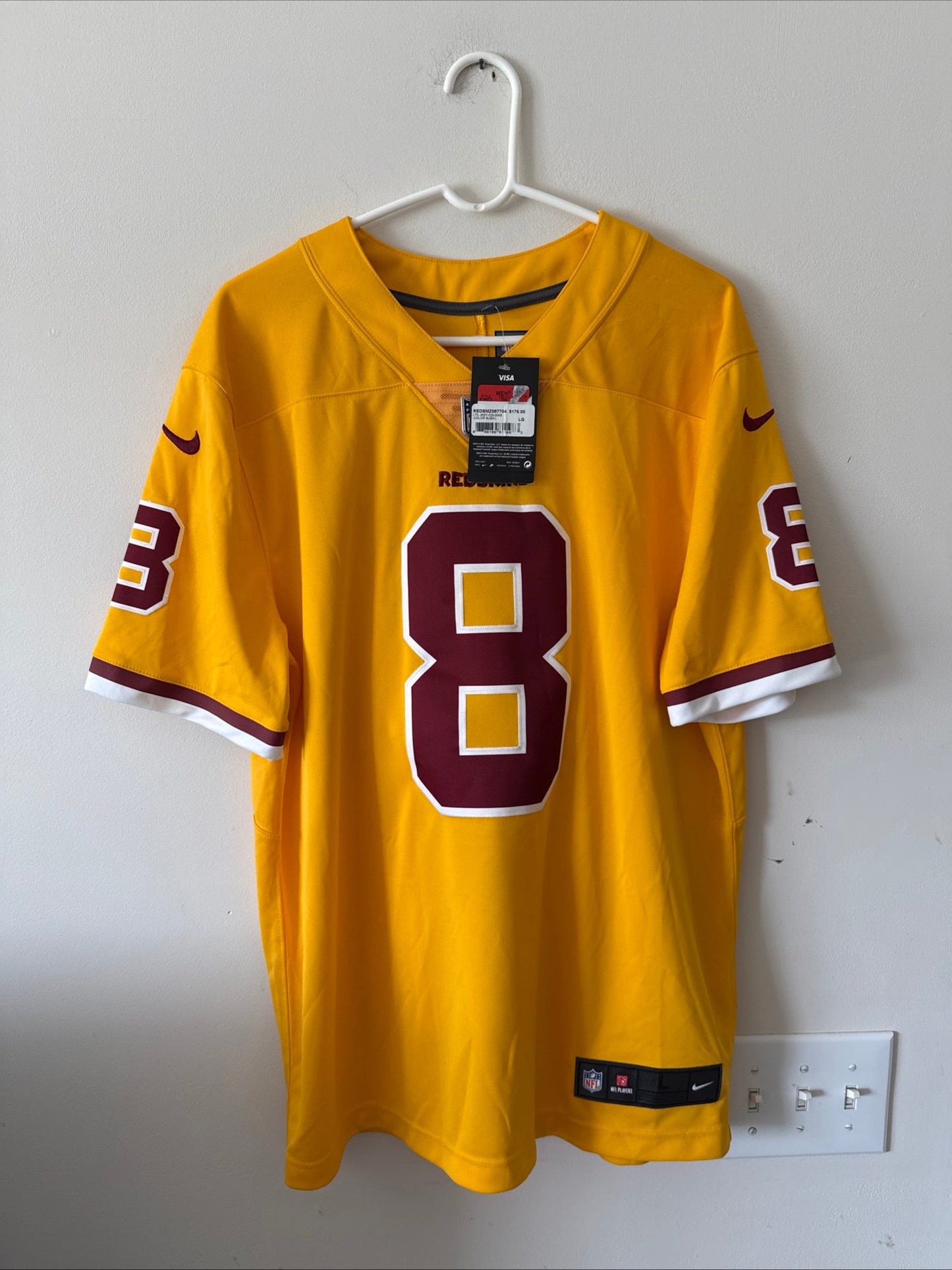 Men’s Nike Kirk Cousins 8 Washington Redskins Color Rush Jersey Sz L - NWT RARE - Kyle’s Football Cards