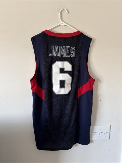 Men’s Nike LeBron James #6 Team USA 2008 Beijing Olympics Jersey Sz L Blue RARE - Kyle’s Football Cards