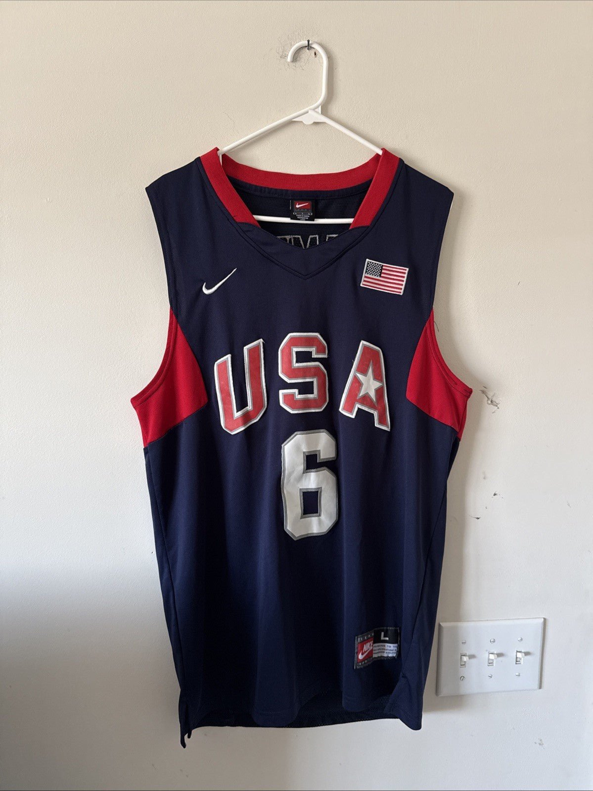 Men’s Nike LeBron James #6 Team USA 2008 Beijing Olympics Jersey Sz L Blue RARE - Kyle’s Football Cards
