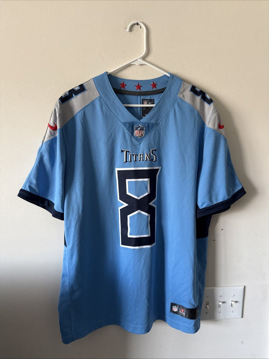 Men’s Nike Marcus Mariota 8 Tennessee Titans Vapor Lmtd Jersey Sz XL Blue RARE - Kyle’s Football Cards