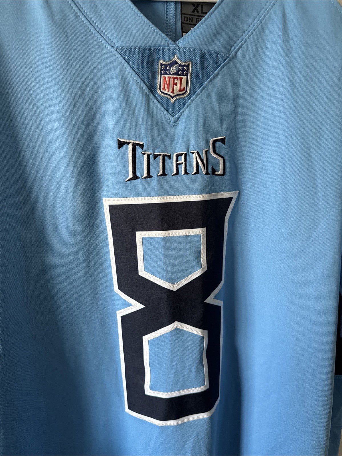 Men’s Nike Marcus Mariota 8 Tennessee Titans Vapor Lmtd Jersey Sz XL Blue RARE - Kyle’s Football Cards