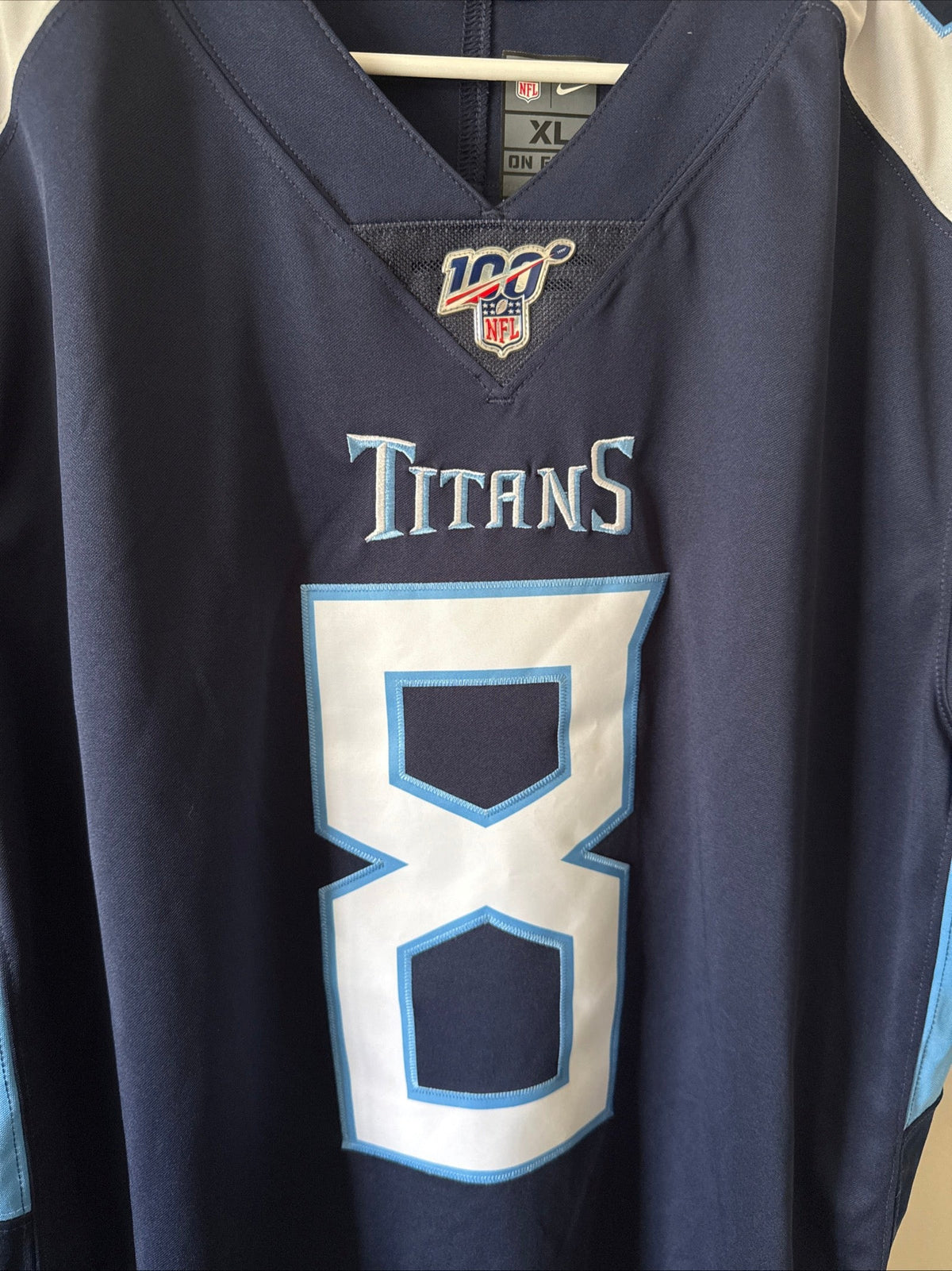 Men’s Nike Marcus Mariota 8 Titans NFL 100 Vapor Limited NFL Jersey Sz XL RARE - Kyle’s Football Cards