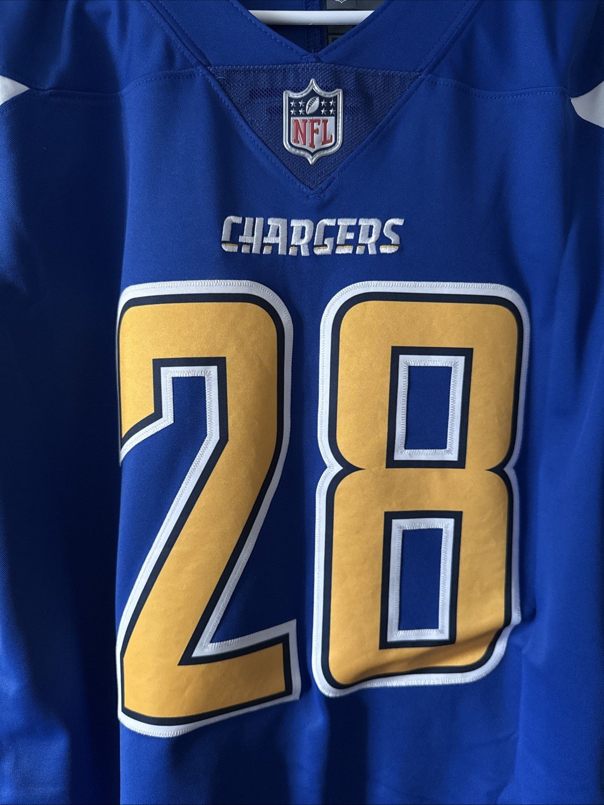 Men’s Nike Melvin Gordon III #28 LA Chargers Vapor Lmtd Jersey Sz S - Blue RARE - Kyle’s Football Cards