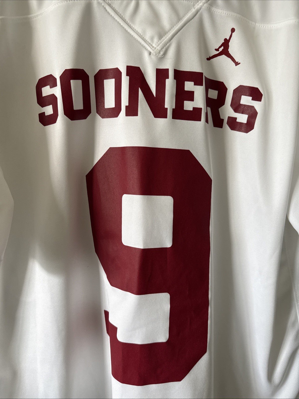 Men’s Nike Michael Hawkins Jr. 9 Oklahoma Sooners Football Jersey Sz L - RARE - Kyle’s Football Cards