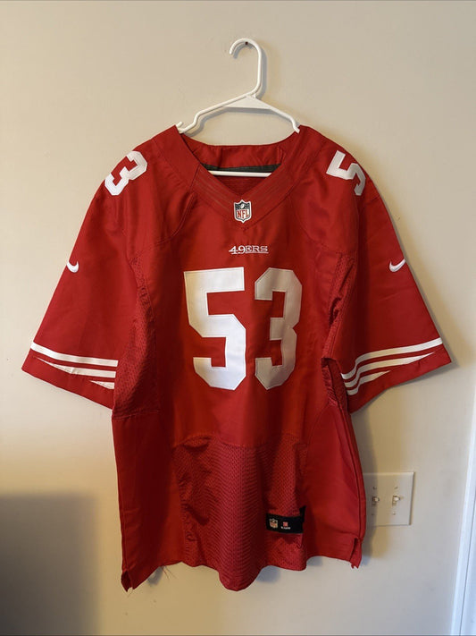 Men’s Nike Navorro Bowman 53 San Francisco 49ERS NFL Authentic Jersey Sz 56 Red - Kyle’s Football Cards