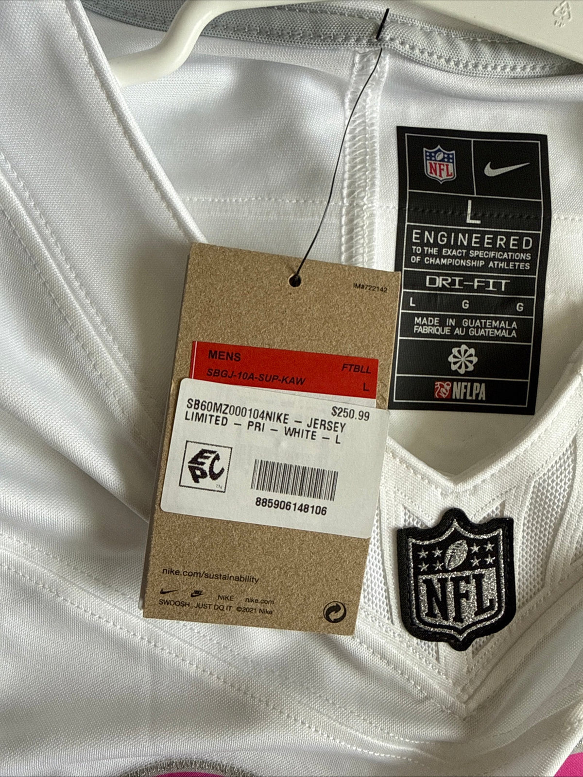 Men’s Nike NFL 2026 Super Bowl LX 60 Vapor Lmtd White Jersey Sz L - NWT RARE - Kyle’s Football Cards