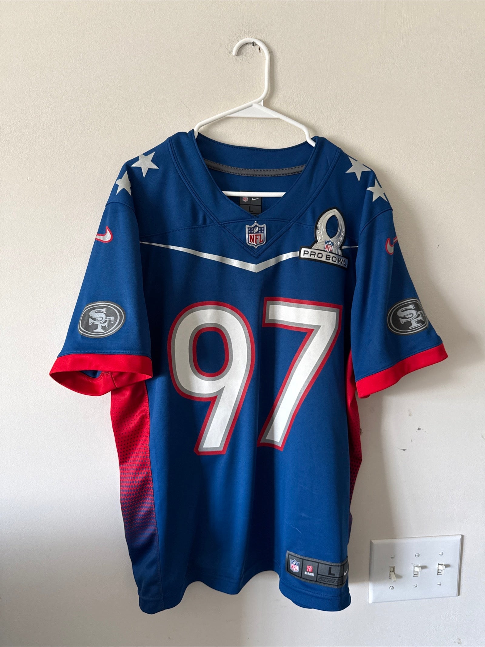 Men’s Nike Nick Bosa 97 SF 49ers 2022 NFL Pro Bowl Limited Jersey Sz L RARE - Kyle’s Football Cards