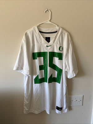 Men's Nike Oregon Ducks #35 NCAA Football Game Jersey Sz 2XL - White RARE