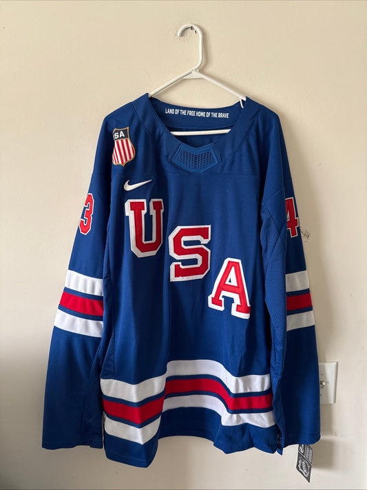 Men’s Nike Quinn Hughes 43 Team USA Hockey 2026 Olmypics Jersey Sz 2XL NWT RARE - Kyle’s Football Cards