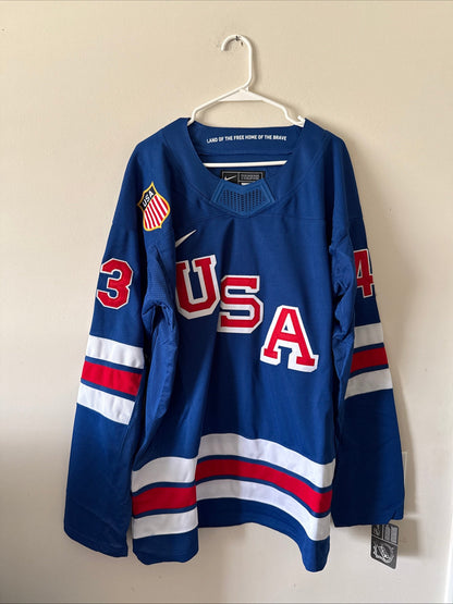 Men’s Nike Quinn Hughes 43 Team USA Hockey Jersey 2026 Olympics Sz XL Blue RARE - Kyle’s Football Cards