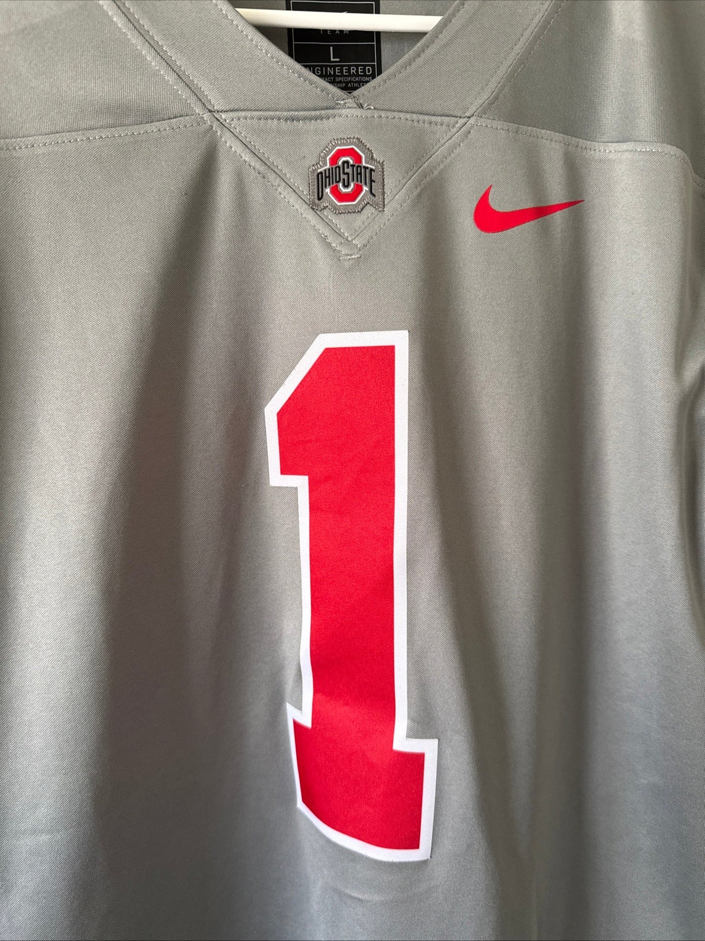 MEN’S NIKE QUINSHON JUDKINS 1 OHIO STATE BUCKEYES NCAA JERSEY SZ L - GRAY RARE - Kyle’s Football Cards