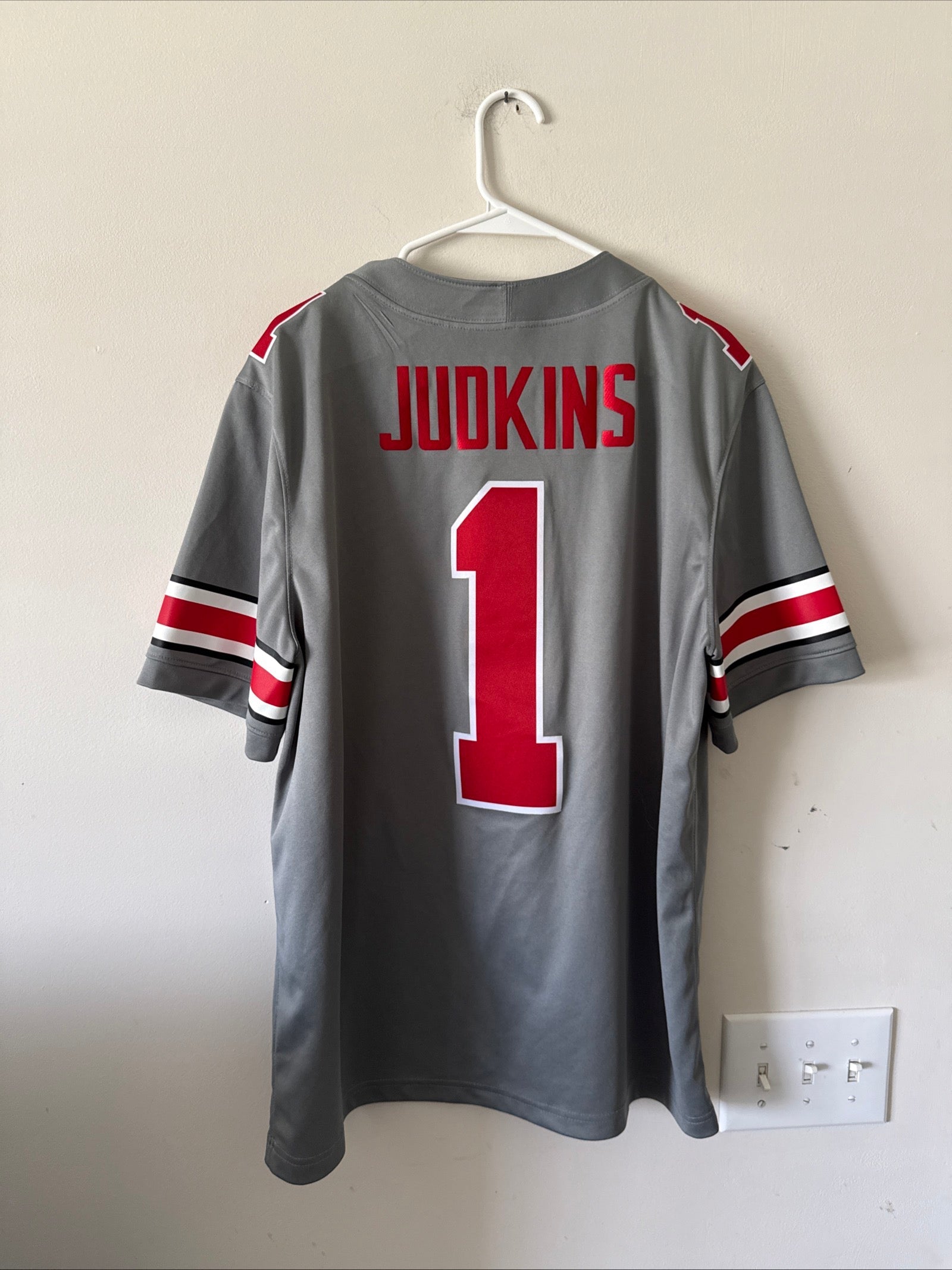 MEN’S NIKE QUINSHON JUDKINS 1 OHIO STATE BUCKEYES NCAA JERSEY SZ L - GRAY RARE - Kyle’s Football Cards
