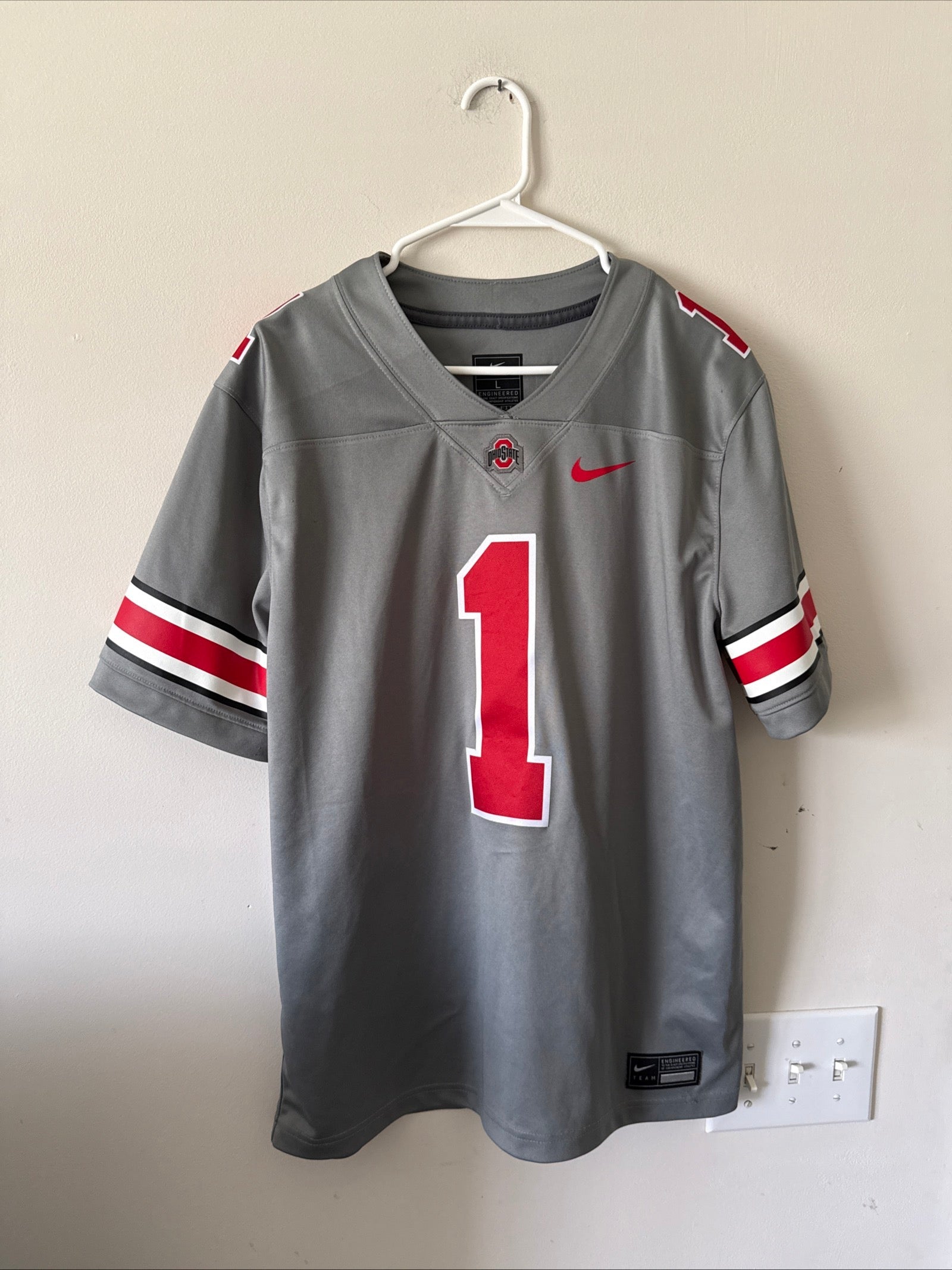 MEN’S NIKE QUINSHON JUDKINS 1 OHIO STATE BUCKEYES NCAA JERSEY SZ L - GRAY RARE - Kyle’s Football Cards
