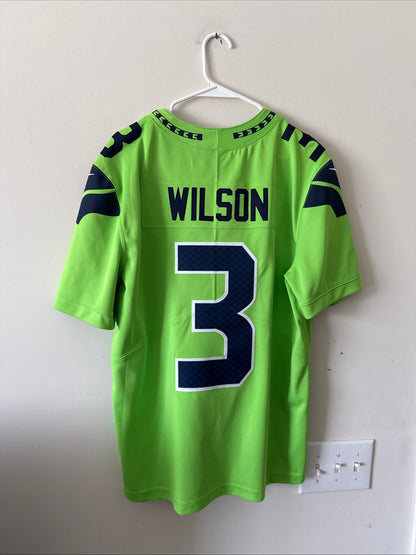 Men’s Nike Russell Wilson 3 Seattle Seahawks Color Rush Vapor Lmtd Jersey Sz L - Kyle’s Football Cards