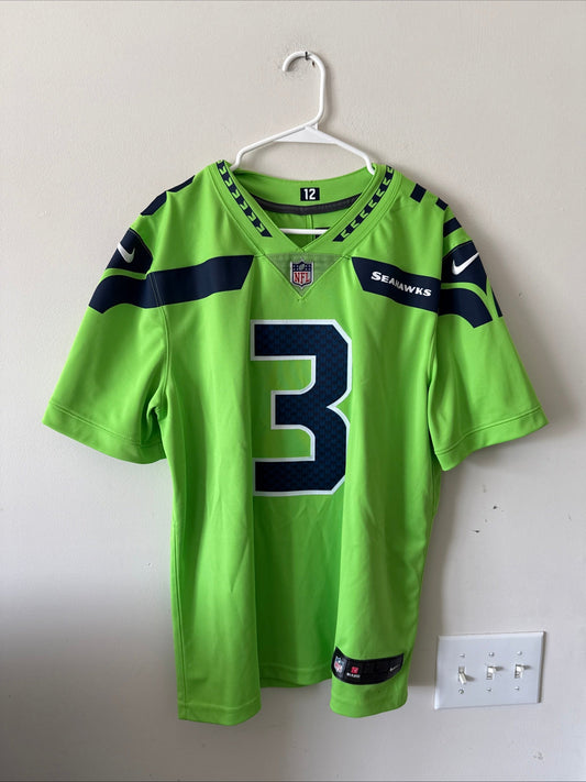 Men’s Nike Russell Wilson 3 Seattle Seahawks Color Rush Vapor Lmtd Jersey Sz L - Kyle’s Football Cards
