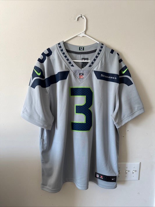 Men’s Nike Russell Wilson #3 Seattle Seahawks Vapor Lmtd Jersey Sz 2XL Grey RARE - Kyle’s Football Cards