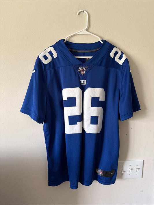 Men’s Nike Saquon Barkley 26 NY Giants NFL 100 Vapor Lmtd Jersey Sz XL - RARE - Kyle’s Football Cards