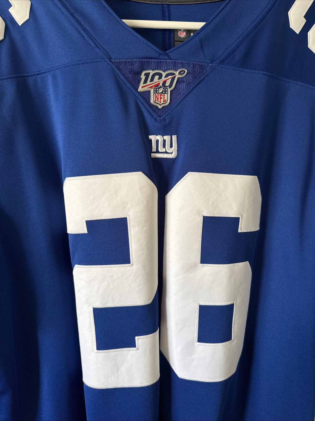 Men’s Nike Saquon Barkley 26 NY Giants NFL 100 Vapor Lmtd Jersey Sz XL - RARE - Kyle’s Football Cards