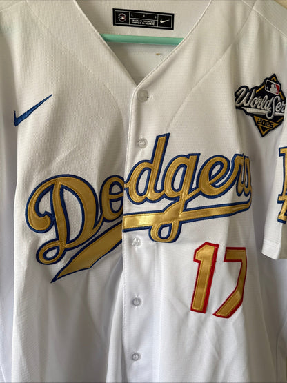 Men’s Nike Shohei Ohtani 17 LA Dodgers 2025 Gold Collection Limited Jersey Sz L - Kyle’s Football Cards