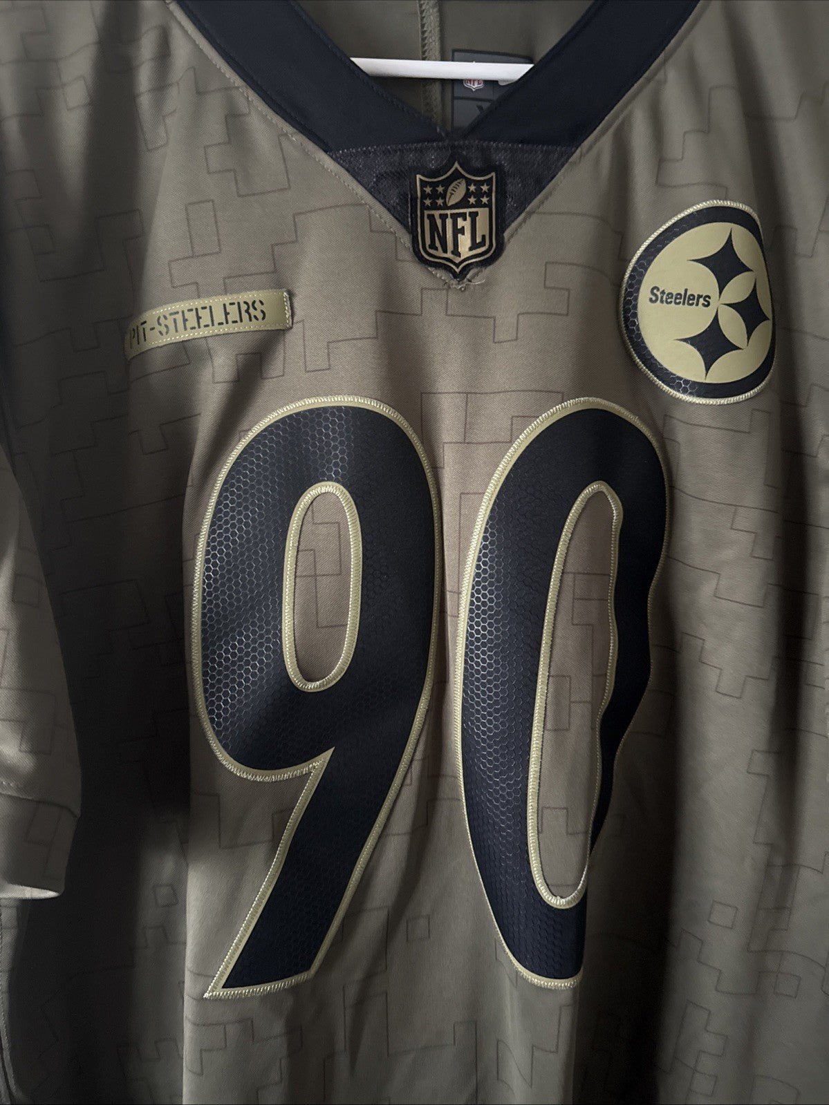 Men’s Nike TJ WATT #90 Steelers 2021 Salute To Service Limited Jersey Sz XL RARE - Kyle’s Football Cards