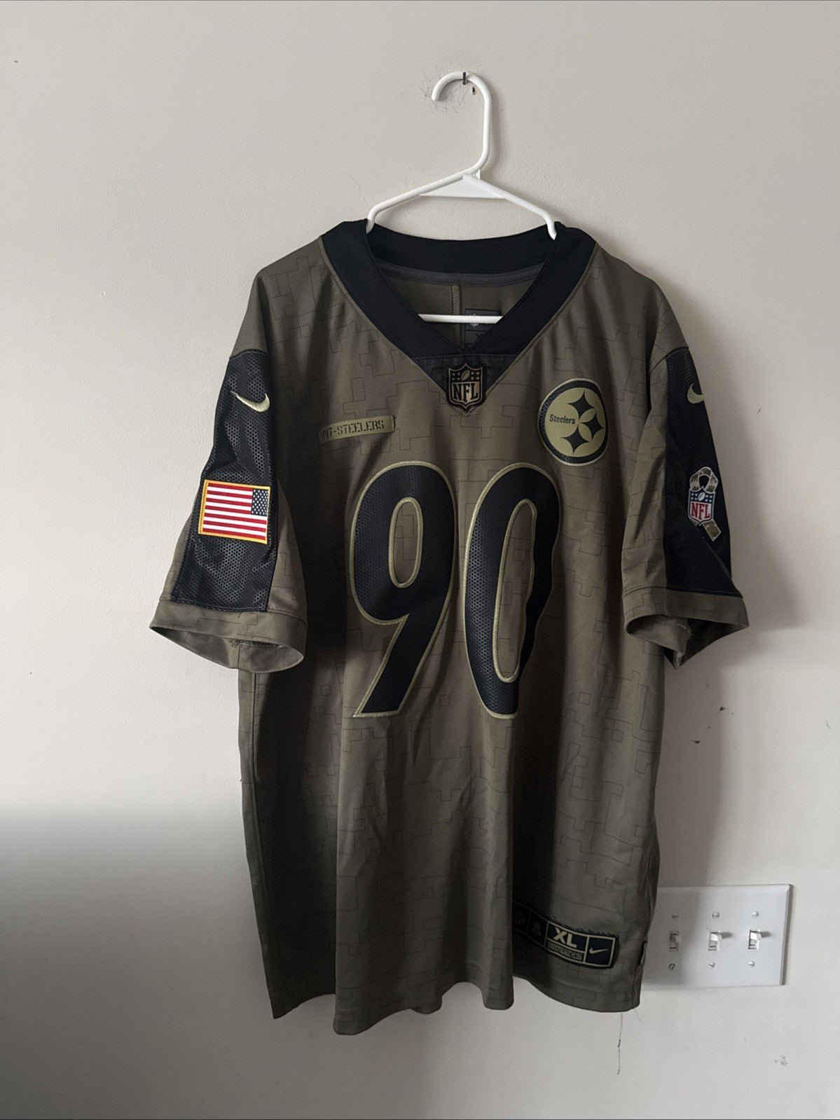 Men’s Nike TJ WATT #90 Steelers 2021 Salute To Service Limited Jersey Sz XL RARE - Kyle’s Football Cards