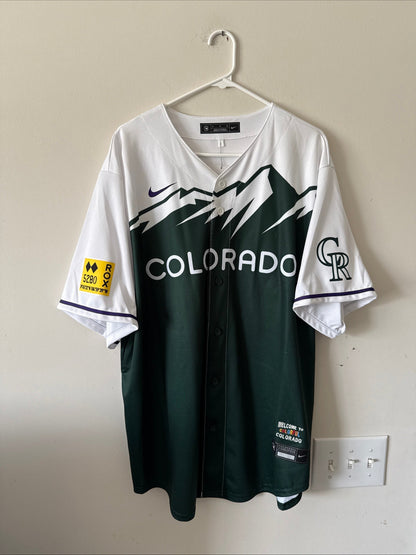 MEN’S NIKE TREVOR STORY 27 COLORADO ROCKIES CITY CONNECT MLB JERSEY SZ XL RARE - Kyle’s Football Cards