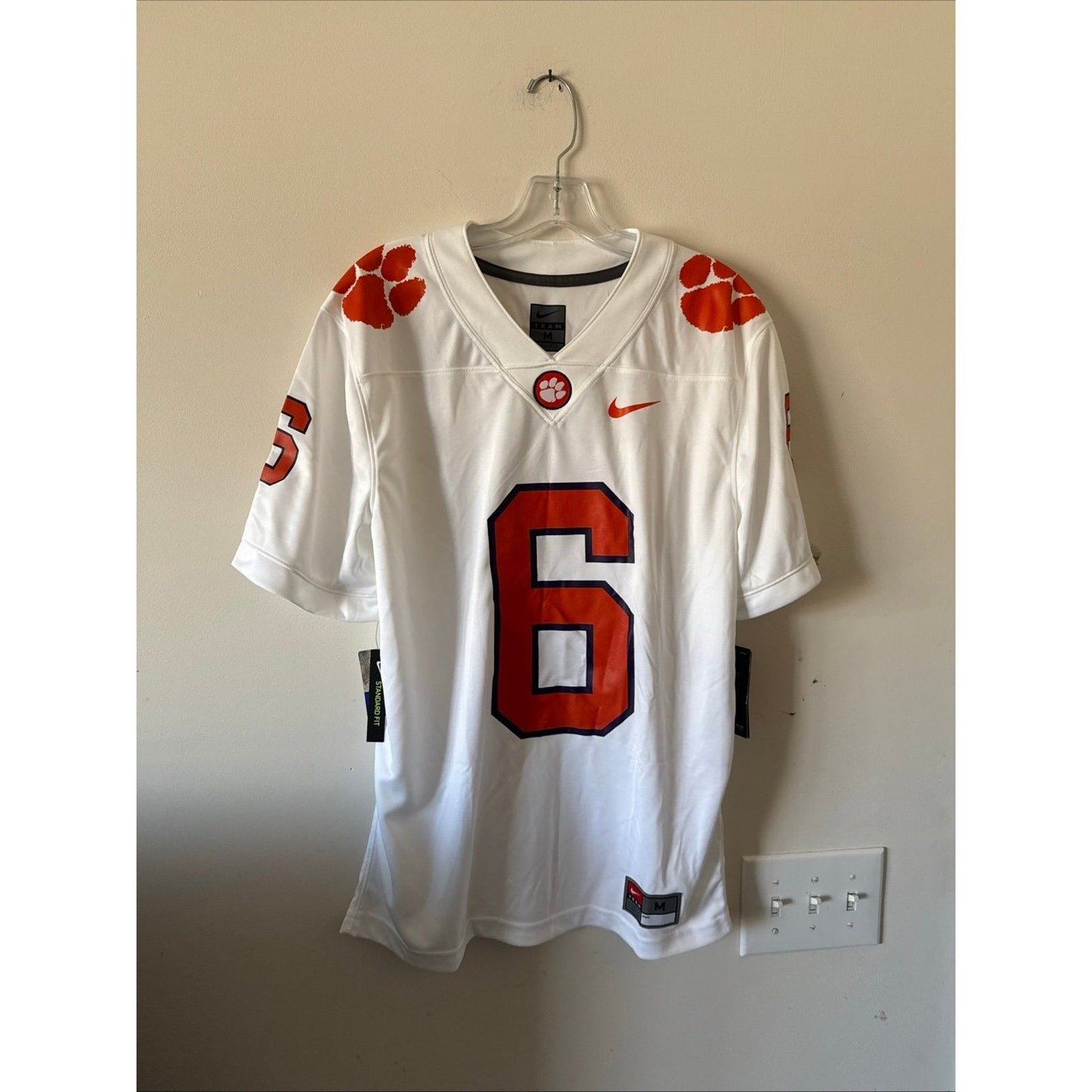 Men’s Nike Tyler Brown 6 Clemson Tigers 2025 Vapor Lmtd Jersey Sz M - White NWT - Kyle’s Football Cards