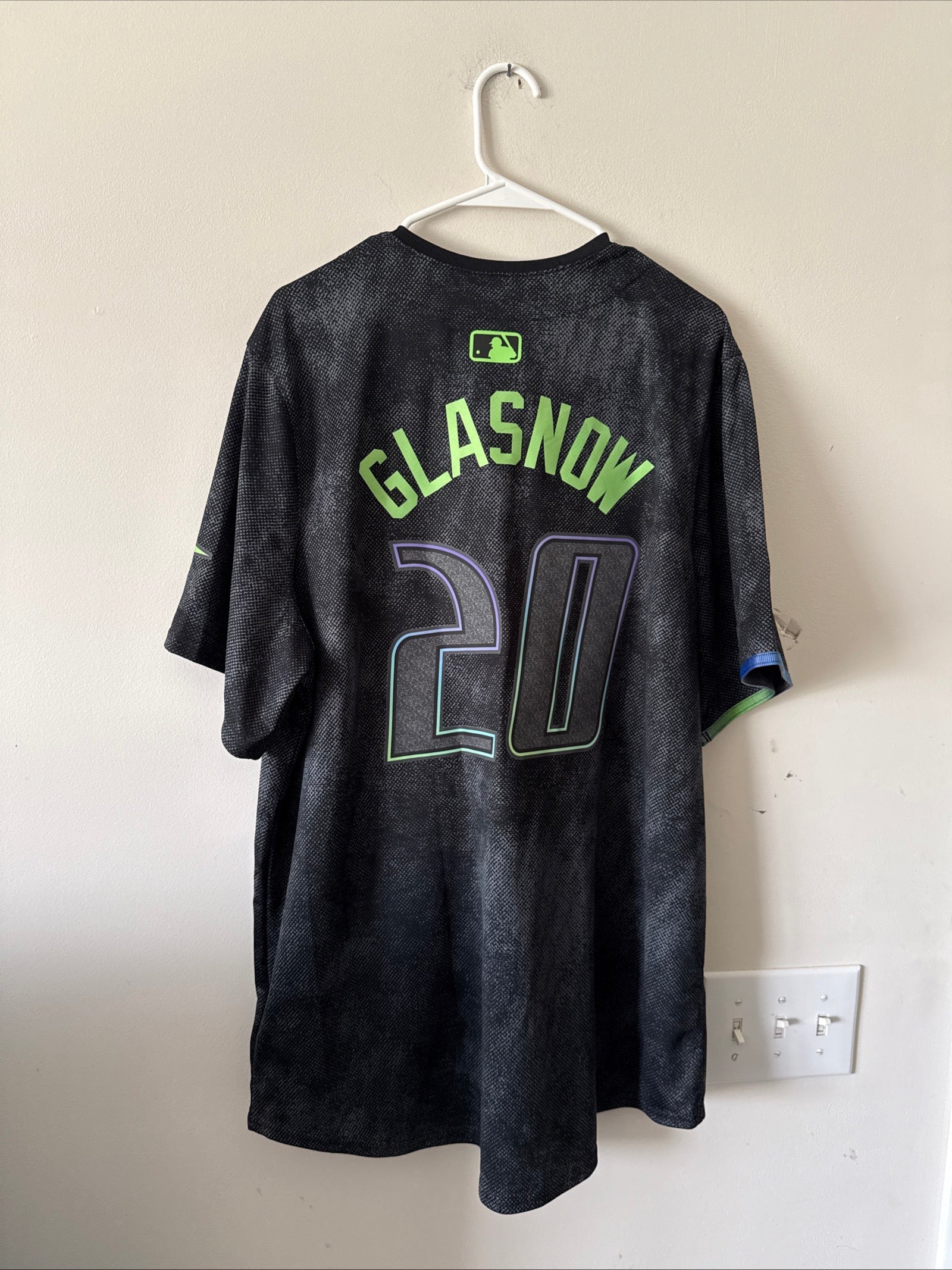 Men’s Nike Tyler Glasnow 20 Tampa Bay Rays 2025 City Connect Jersey Sz XL RARE - Kyle’s Football Cards