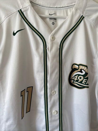 Men’s Nike UNC Charlotte 49ers 11 C-USA Home Baseball Jersey Sz XL - White RARE - Kyle’s Football Cards