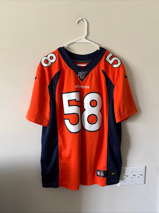 Men’s Nike Von Miller 58 Denver Broncos NFL 100 Vapor Limited Jersey Sz L RARE - Kyle’s Football Cards
