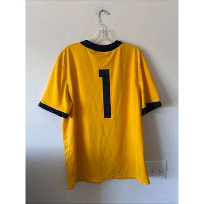 Men’s Nike West Virginia Mountaineers 1 Football NCAA Jersey Sz L - Gold RARE - Kyle’s Football Cards