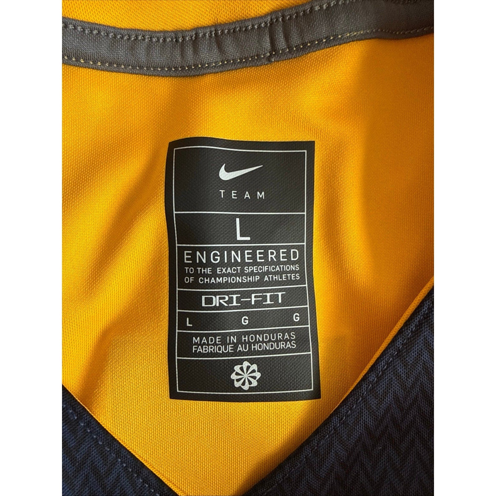 Men’s Nike West Virginia Mountaineers 1 Football NCAA Jersey Sz L - Gold RARE - Kyle’s Football Cards