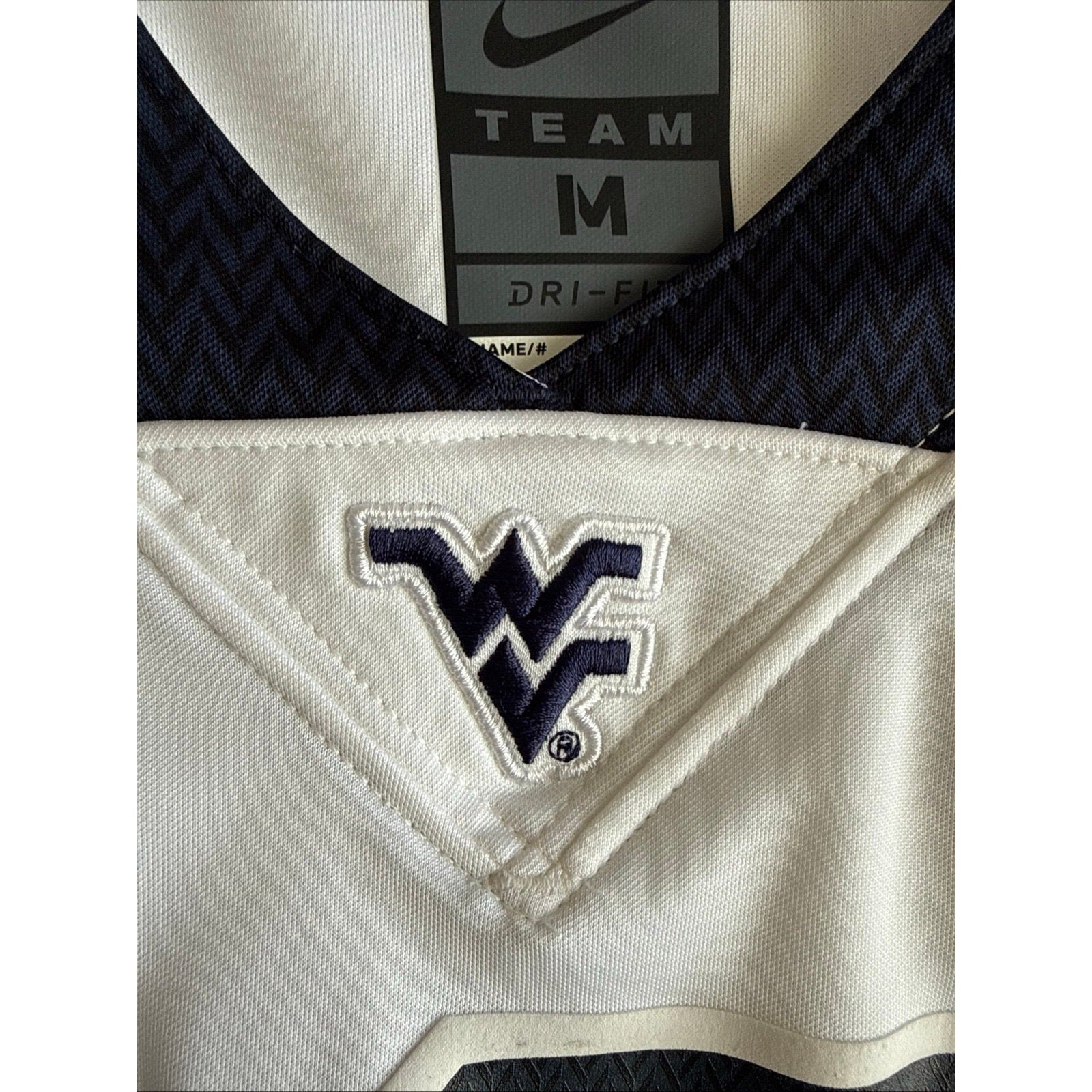 Men’s Nike West Virginia Mountaineers 19 Football NCAA Jersey Sz M - White RARE - Kyle’s Football Cards