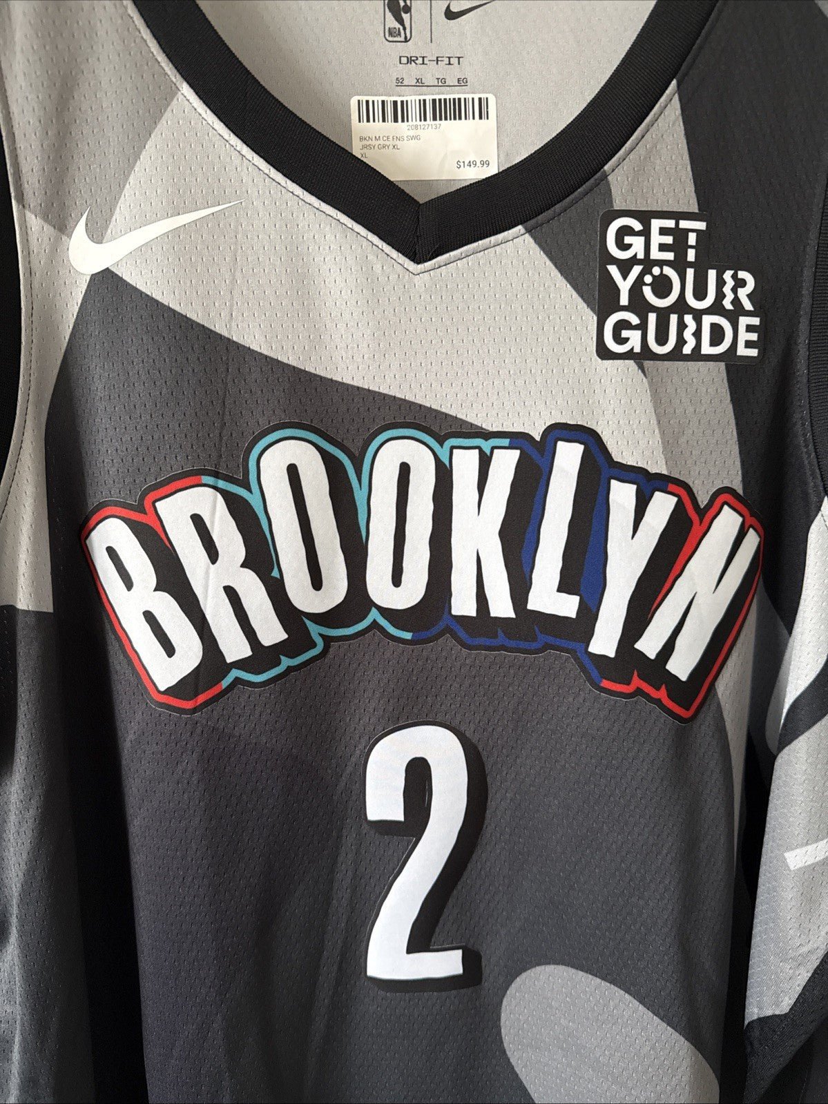 Men’s Nike x KAWS Cam Johnson 2 Brooklyn Nets City NBA Jersey Sz 52 Black RARE - Kyle’s Football Cards