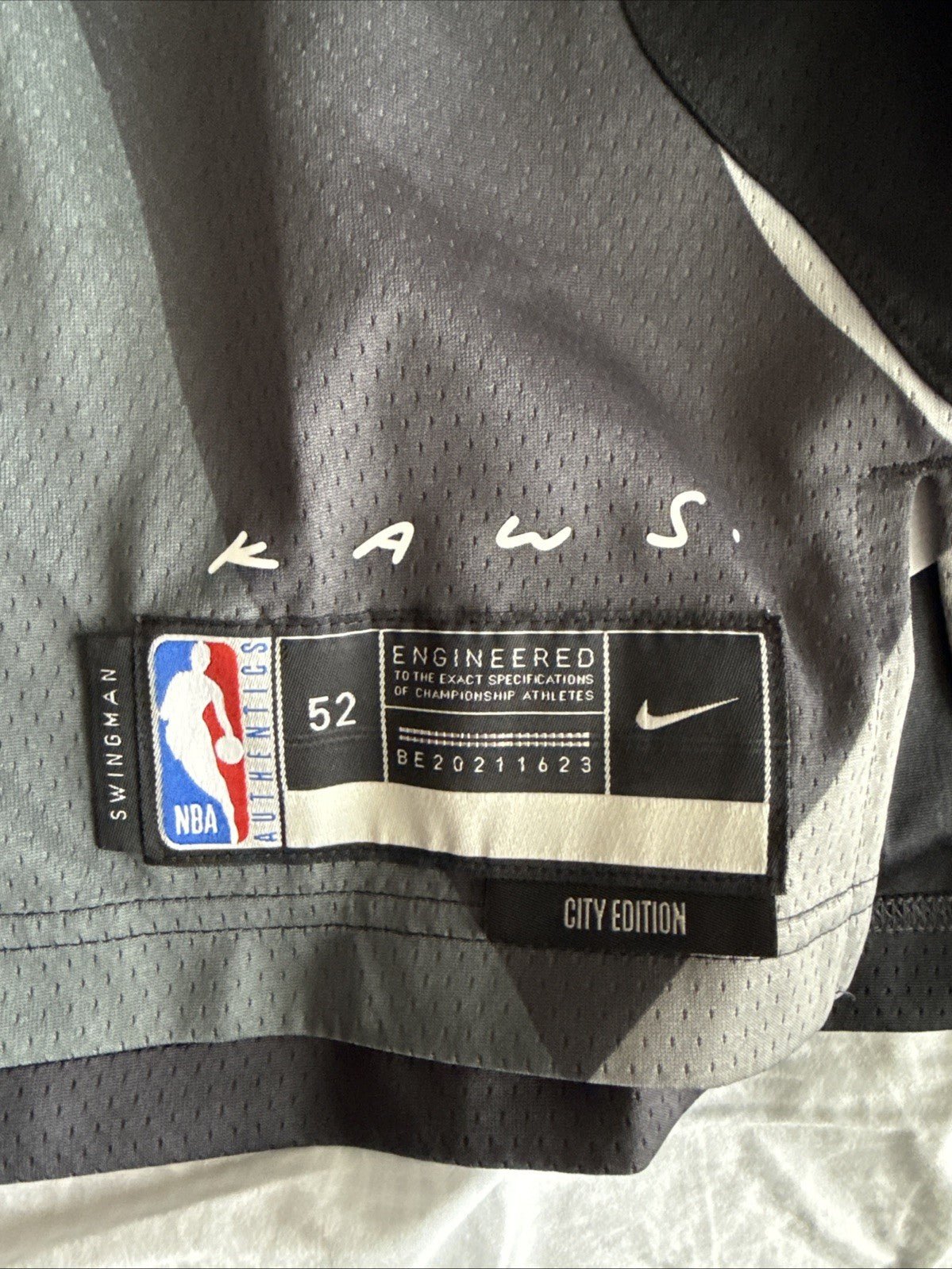 Men’s Nike x KAWS Cam Johnson 2 Brooklyn Nets City NBA Jersey Sz 52 Black RARE - Kyle’s Football Cards