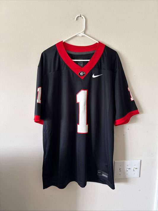 Men’s Nike Zachariah Branch #1 Georgia Bulldogs NCAA Football Jersey Sz XL RARE - Kyle’s Football Cards