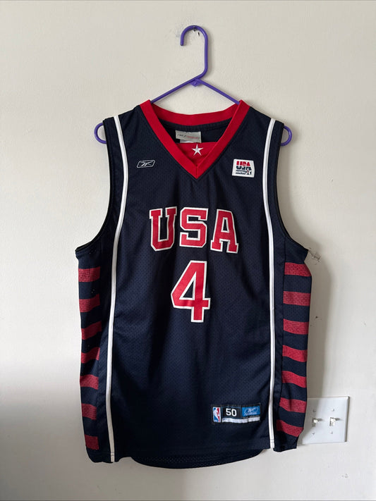 Men’s Reebok Allen Iverson 4 Team USA 2004 Olympics Jersey Sz 50 - RARE - Kyle’s Football Cards