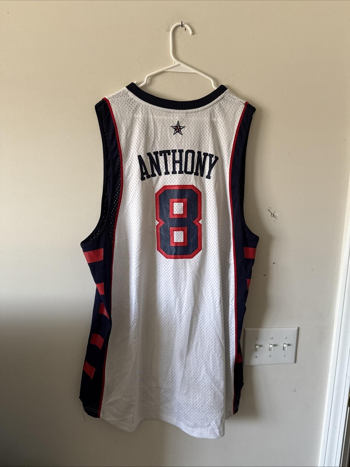 Men’s Reebok Carmelo Anthony #8 Team USA 2004 Olympics Jersey Sz 2XL - NWT RARE - Kyle’s Football Cards