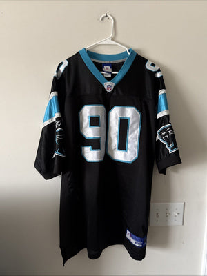 Men’s Reebok JULIUS PEPPERS #90 Carolina Panthers NFL Jersey Sz 52 - Black RARE