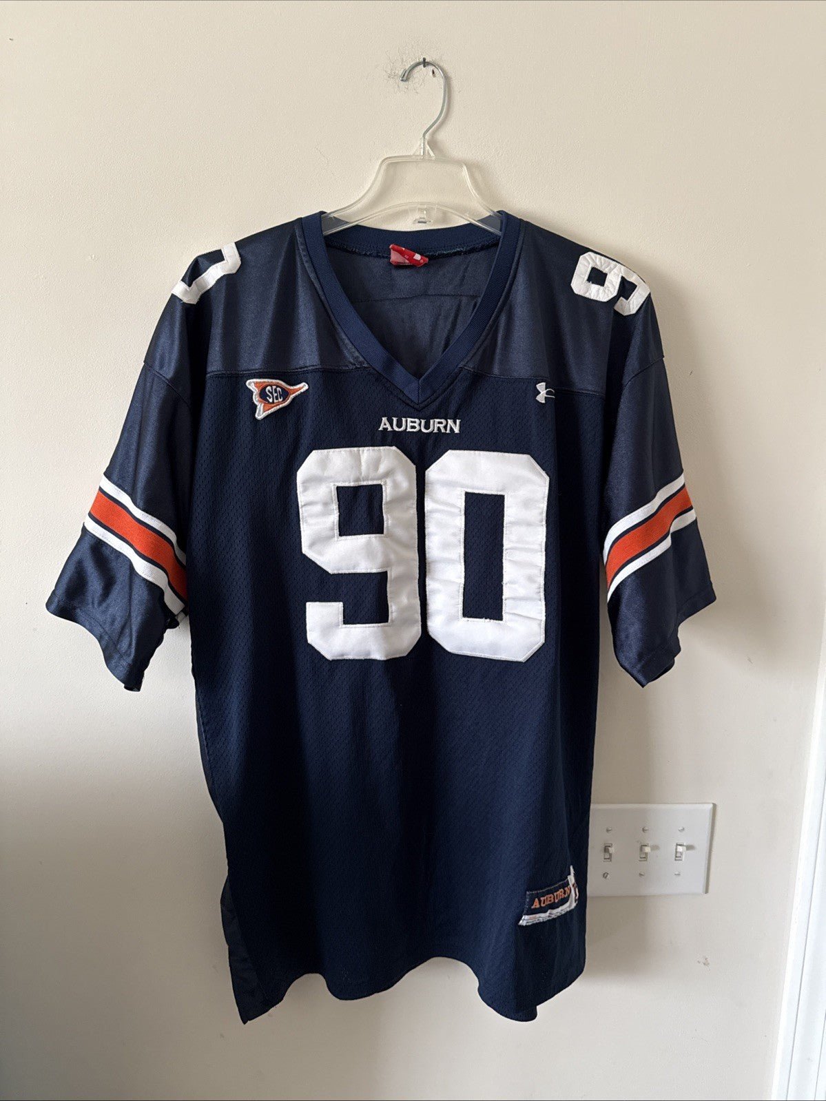 Men’s Under Armour Nick Fairley 90 Auburn Tigers NCAA Jersey Sz 56 - Blue RARE - Kyle’s Football Cards