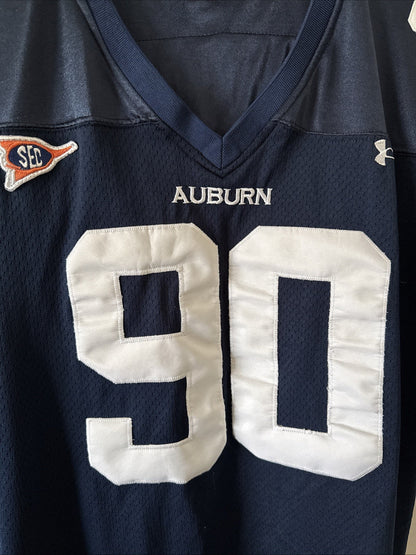 Men’s Under Armour Nick Fairley 90 Auburn Tigers NCAA Jersey Sz 56 - Blue RARE - Kyle’s Football Cards
