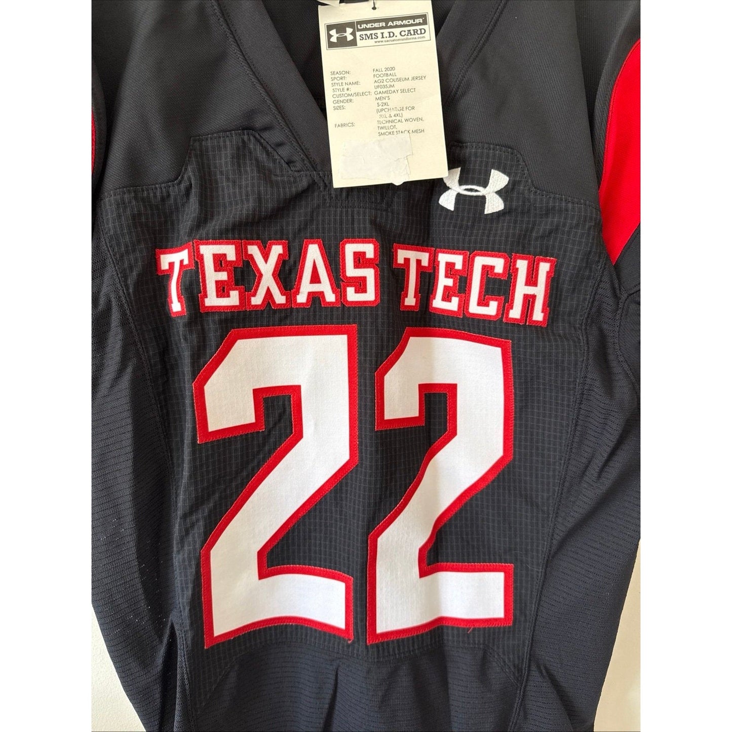 Men’s UNDER ARMOUR Texas Tech 22 2020 Team Issued Jersey Sz L - Black RARE - Kyle’s Football Cards