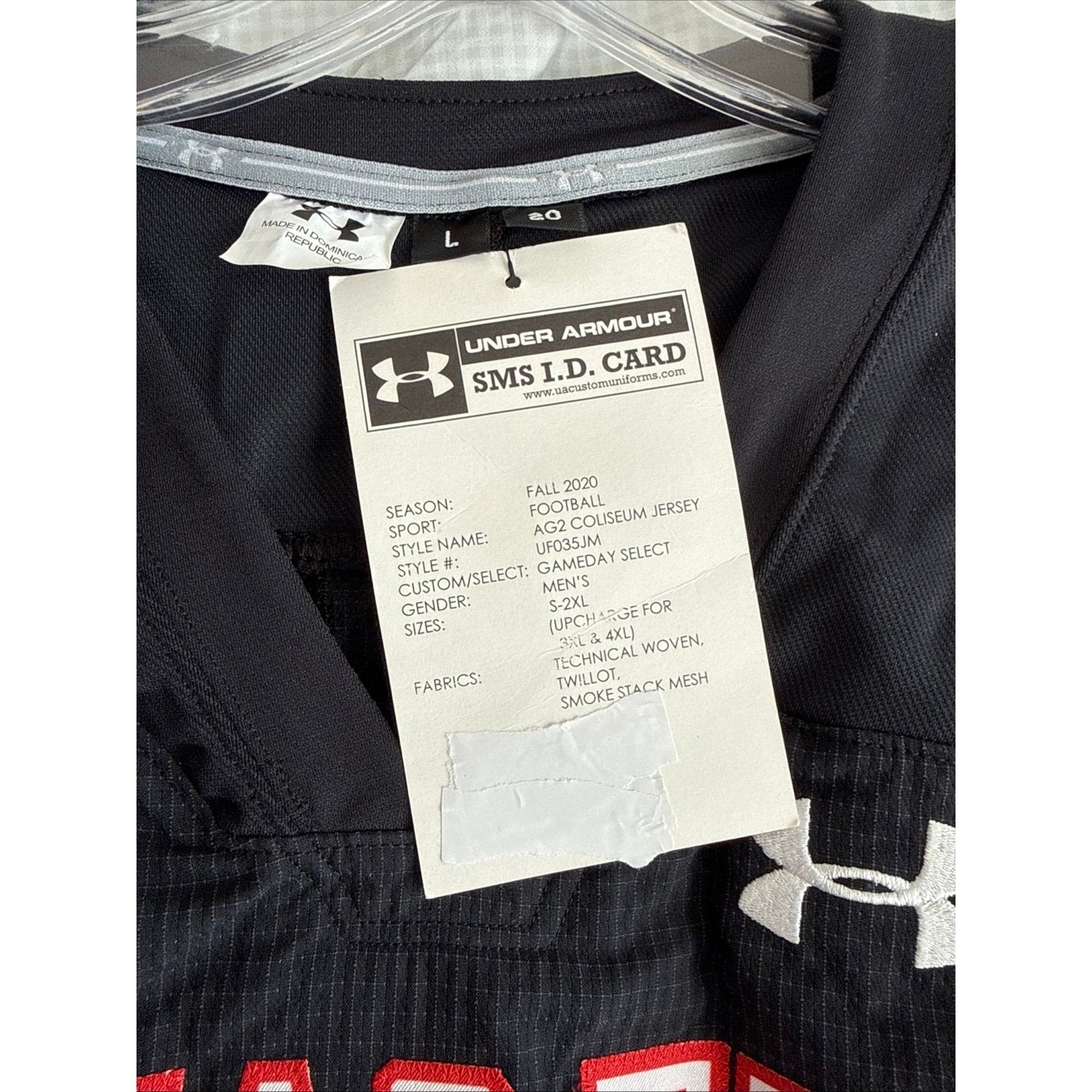 Men’s UNDER ARMOUR Texas Tech 22 2020 Team Issued Jersey Sz L - Black RARE - Kyle’s Football Cards